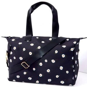 Alice + Olivia Fabric Daisy Duffle Bag Black Travel Weekender Vacation